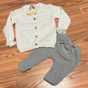 NEW mayoral Baby girl 2 piece cardigan footed pant set  3-4 months 100% cotton